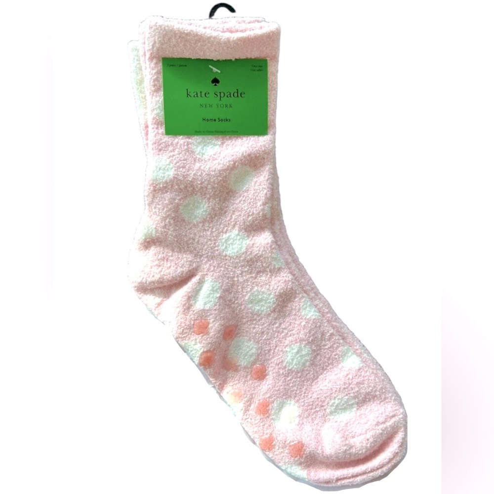 Kate Spade Crew Anti-Skid Slipper Socks 
Pink White Multi (2 Pairs) NWT